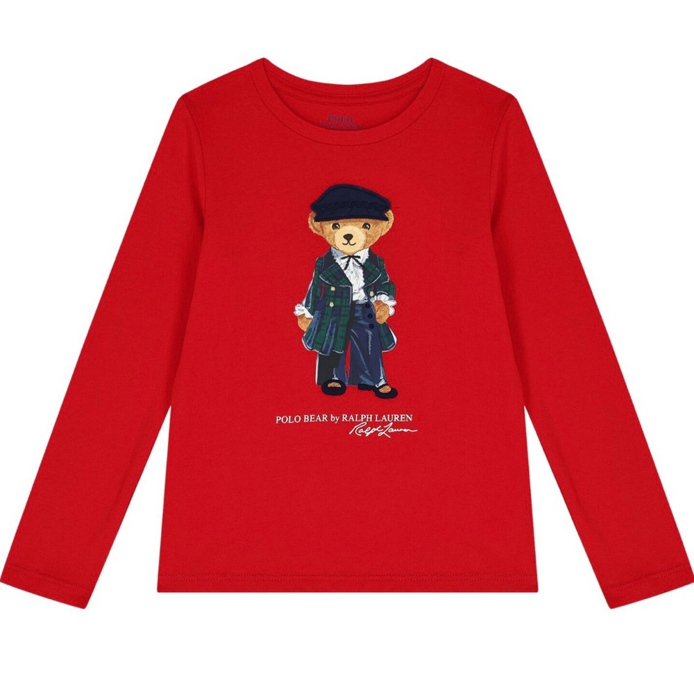 NWT Polo Bear by Ralph Lauren Red girls Long Sleeve Shirt, size 3